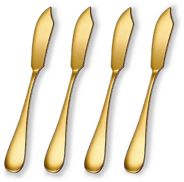Main image of Stainless Steel Butter Knives Set of 4Pcs, Titanium Gold Plating 5.7" Butter Spreader Knife Cheese Knives for Butter, Cheese, Jam, Fruit