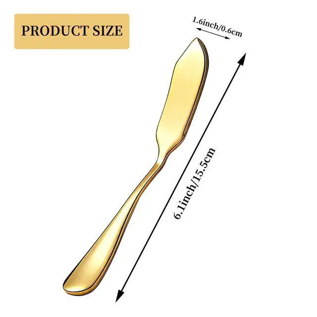 Alt view image 2 of 7 - Stainless Steel Butter Knives Set of 4Pcs, Titanium Gold Plating 5.7" Butter Spreader Knife Cheese Knives for Butter, Cheese, Jam, Fruit