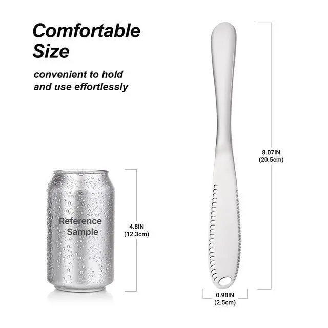 Alt view image 3 of 7 - 2PCS Upgraded 3-in-1 Butter Knife Spreader and Curler,Professional Stainless Steel Butter Grater for Cold Butter, 8.07 Inch Butter Slicer with Holes for Bread Cheese Jam, Silver