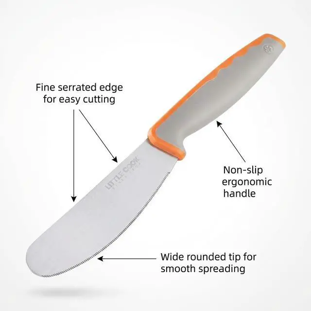 Alt view image 3 of 7 - Butter Knife Spreader, Little Cook 4.7 Inch Sandwich Butter Spreader Knife, Stainless Steel Spreaders for Food with Serrated Edge , Great for Butter, Cheese, Peanut, Sandwhich, Jam, Dishwasher Safe