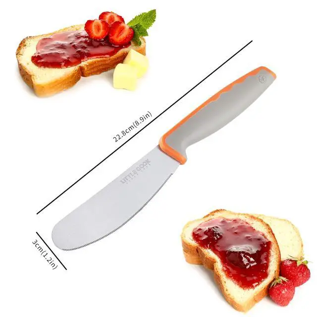 Alt view image 2 of 7 - Butter Knife Spreader, Little Cook 4.7 Inch Sandwich Butter Spreader Knife, Stainless Steel Spreaders for Food with Serrated Edge , Great for Butter, Cheese, Peanut, Sandwhich, Jam, Dishwasher Safe