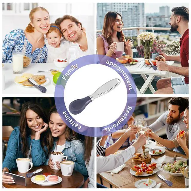 Alt view image 6 of 7 - 3 in 1 Stainless Steel Butter Knife, Spreader Slicer with Wooden Handle | Butter Cutter and Grater for Spreads, Butter, Cheese, Jam, Cream Cheese, Toast, Bagels and Condiments