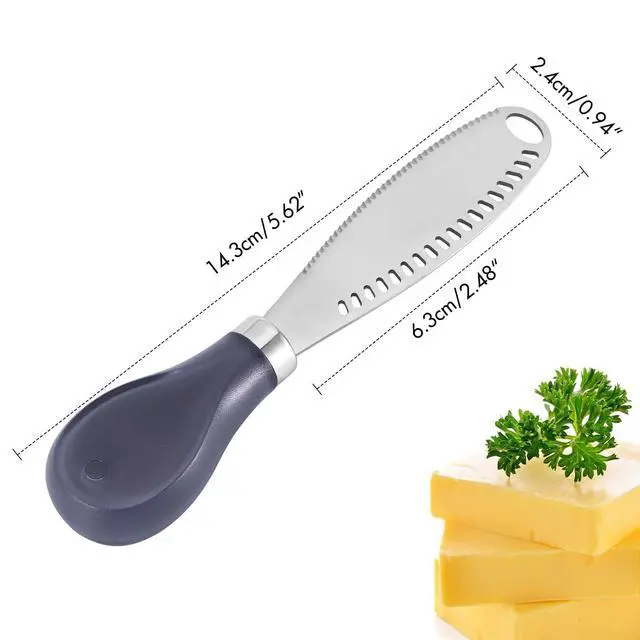 Alt view image 7 of 7 - 3 in 1 Stainless Steel Butter Knife, Spreader Slicer with Wooden Handle | Butter Cutter and Grater for Spreads, Butter, Cheese, Jam, Cream Cheese, Toast, Bagels and Condiments