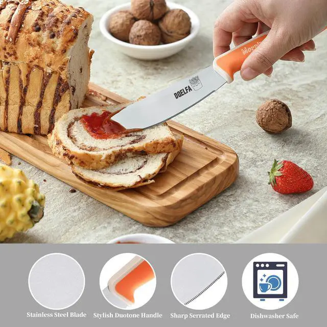 Alt view image 3 of 7 - 2PCS Butter Spreader Knives, Round Tip and Wide Blade with Serrated Edge, Stainless Steel Cheese Butter Spreader Knife for Butter, Jam, Cheese (4.7 inches)
