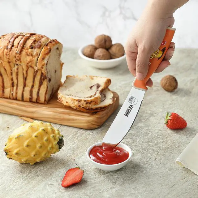 Alt view image 5 of 7 - 2PCS Butter Spreader Knives, Round Tip and Wide Blade with Serrated Edge, Stainless Steel Cheese Butter Spreader Knife for Butter, Jam, Cheese (4.7 inches)