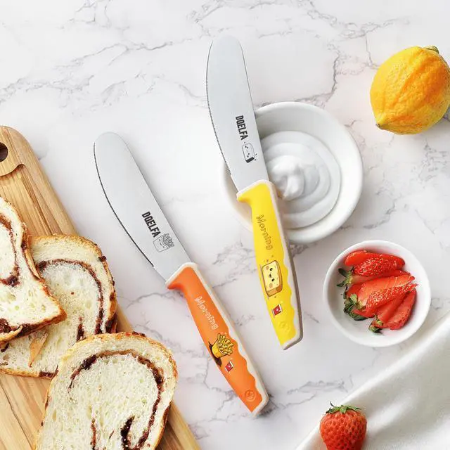 Alt view image 6 of 7 - 2PCS Butter Spreader Knives, Round Tip and Wide Blade with Serrated Edge, Stainless Steel Cheese Butter Spreader Knife for Butter, Jam, Cheese (4.7 inches)
