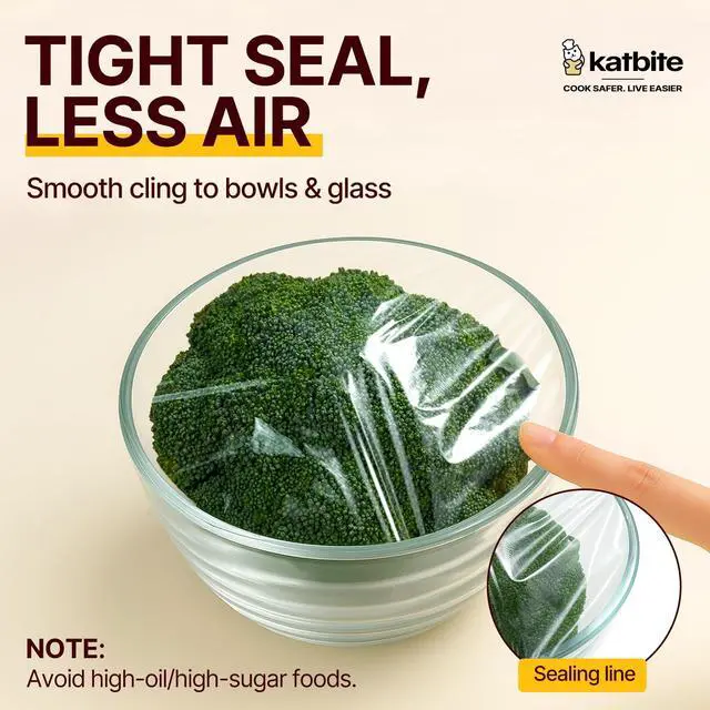 Alt view image 5 of 7 - Plastic Wrap with Slide Cutter, 12 in x 1200 sq ft Cling Wrap | Food Service Clear Film Roll, Thick Enough Stronger Durable Stretch for Daily & Comercial Use, BPA-free