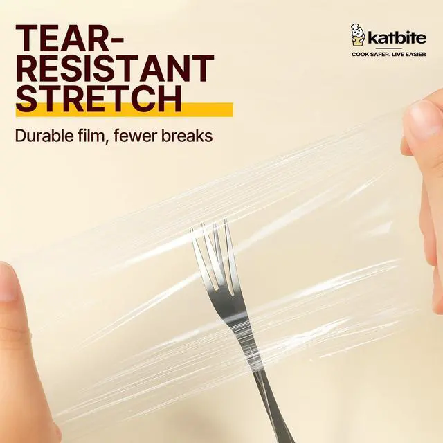 Alt view image 6 of 7 - Plastic Wrap with Slide Cutter, 12 in x 1200 sq ft Cling Wrap | Food Service Clear Film Roll, Thick Enough Stronger Durable Stretch for Daily & Comercial Use, BPA-free
