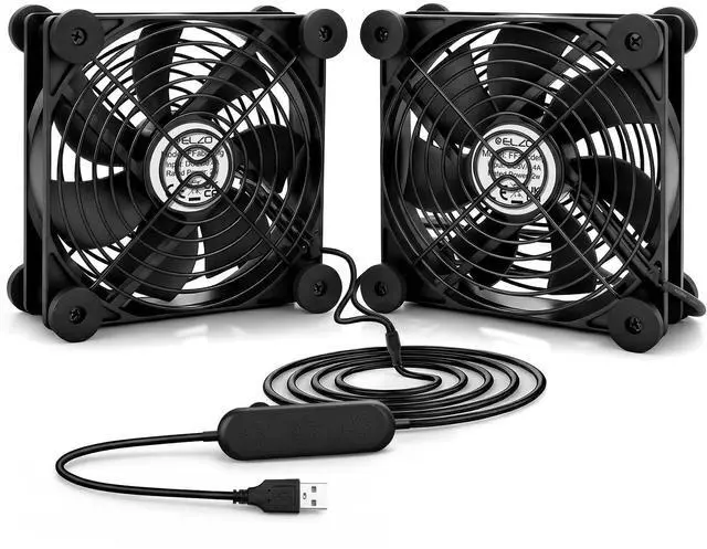 Main image of 120mm USB Fan, Continuously Variable Speed Quiet Dual PC Fan for Receiver DVR PlayStation Xbox Computer Cabinet Router TV Cooling