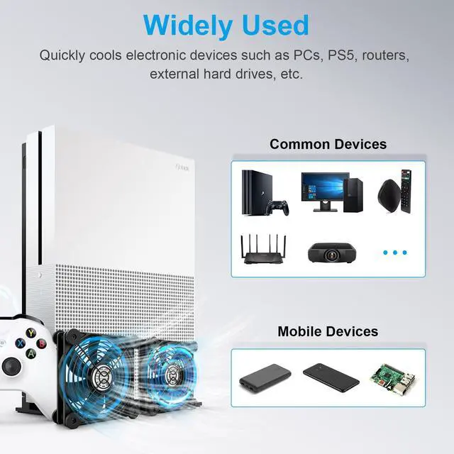 Alt view image 7 of 7 - 120mm USB Fan, Continuously Variable Speed Quiet Dual PC Fan for Receiver DVR PlayStation Xbox Computer Cabinet Router TV Cooling