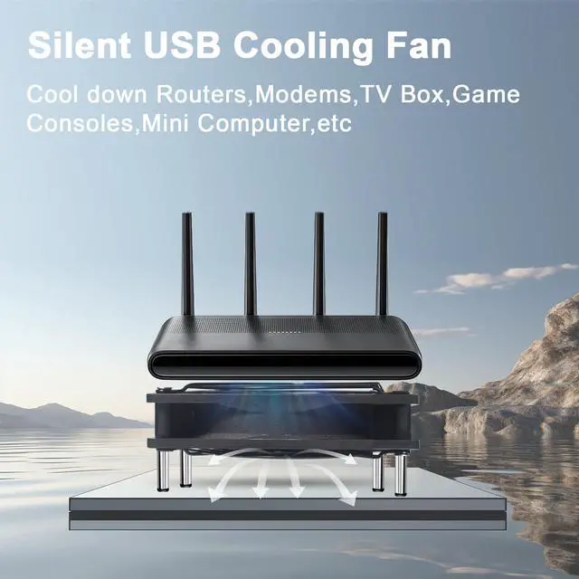 Alt view image 2 of 7 - USB Computer Cooling Fan 5V USB Power with Speed Controller USB Router Fan for Router TV Box Mini PC Cabinet 120mm