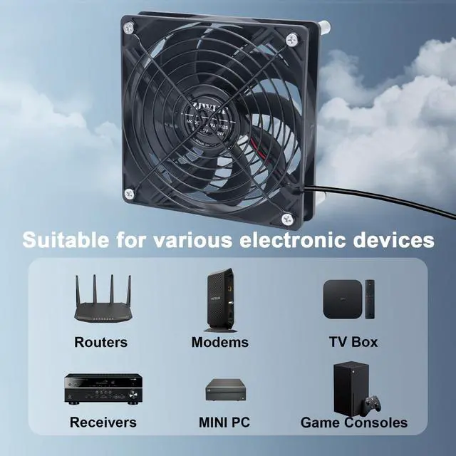 Alt view image 5 of 7 - USB Computer Cooling Fan 5V USB Power with Speed Controller USB Router Fan for Router TV Box Mini PC Cabinet 120mm