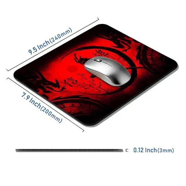 Alt view image 2 of 7 - Japanese Samurai Gaming Mouse Pad for Laptop, Cool Anime Red Black Dragon Mousepad, Computer Pad for Player Office, 9.5 X 7.9 Inch