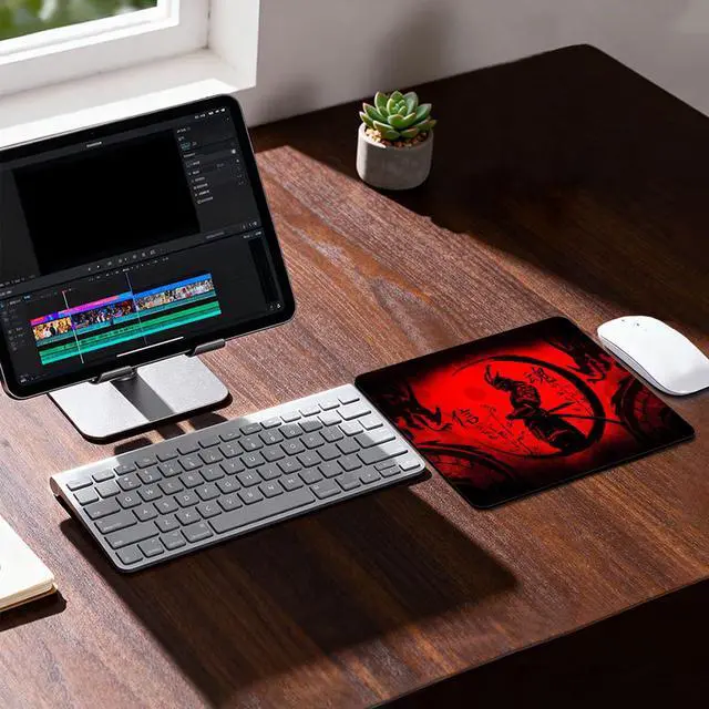 Alt view image 5 of 7 - Japanese Samurai Gaming Mouse Pad for Laptop, Cool Anime Red Black Dragon Mousepad, Computer Pad for Player Office, 9.5 X 7.9 Inch
