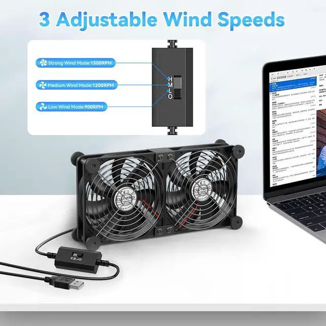 Alt view image 2 of 7 - 120mm Dual USB Computer Cooling Fan | Temperature Controller
