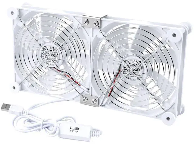 Main image of 120mm Dual USB Computer Cooling Fan 3 Speed Adjustable 5V Receiver Cabinet Ventilator Max 1500RPM Painted Metal Mesh USB PC Heatsink Blower with 8 Silicone Pads for Laptop/Receiver/Xbox