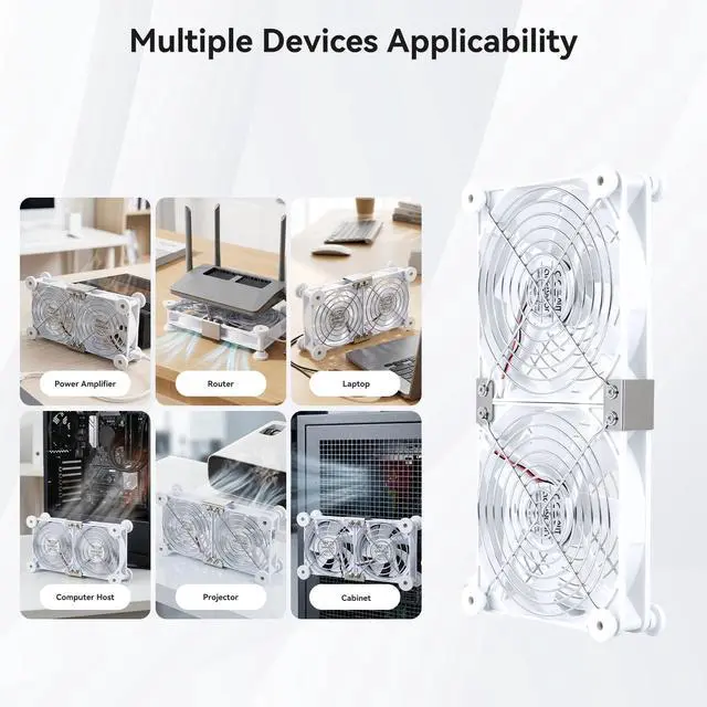 Alt view image 6 of 7 - 120mm Dual USB Computer Cooling Fan 3 Speed Adjustable 5V Receiver Cabinet Ventilator Max 1500RPM Painted Metal Mesh USB PC Heatsink Blower with 8 Silicone Pads for Laptop/Receiver/Xbox