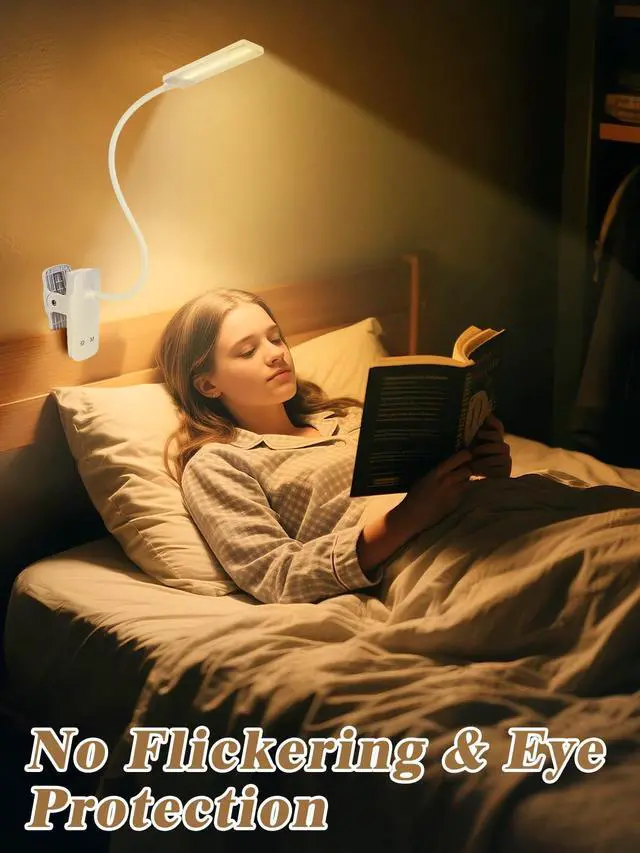 Alt view image 4 of 7 - Eye Caring Clip on LED Bed Light 5 Color 5 Brightness Rechargeable Wireless | Flexible Neck Desk Lamp for College Dorm Essentials Reading