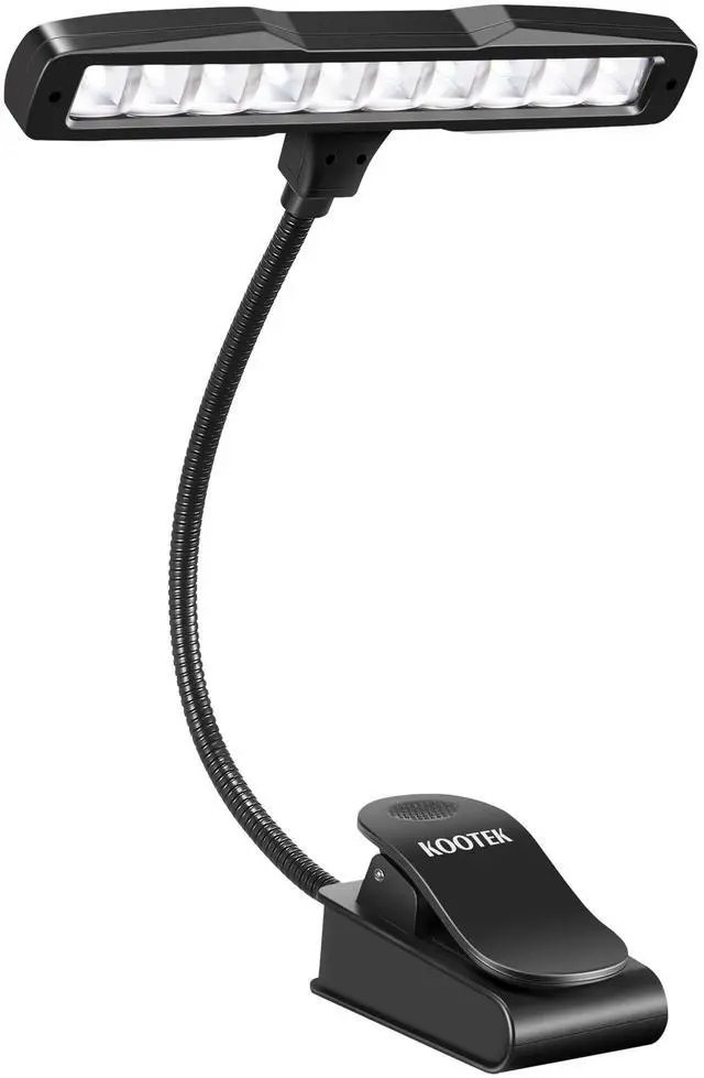 Main image of Music Stand Light Clip-on Piano Lamp Rechargeable Book Light, 10 LED | Adjustable Brightness, 360° Flexible Neck, Clip-on&freestanding, Foldable, for Sheet, Book Reading Orchestra Podium Easel