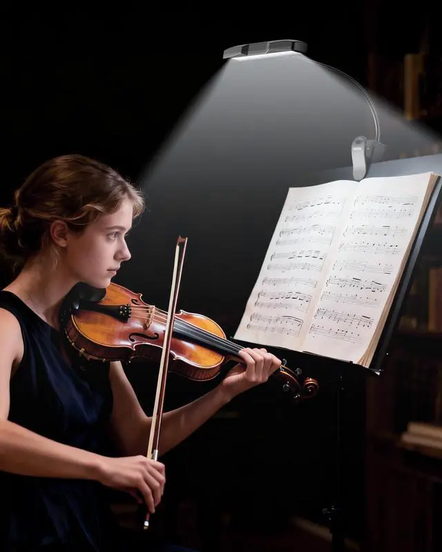 Alt view image 7 of 7 - Music Stand Light Clip-on Piano Lamp Rechargeable Book Light, 10 LED | Adjustable Brightness, 360° Flexible Neck, Clip-on&freestanding, Foldable, for Sheet, Book Reading Orchestra Podium Easel