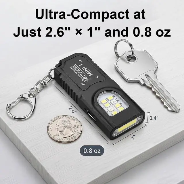 Alt view image 4 of 6 - 3-Pack Bright Rechargeable Keychain Flashlight with Clip & Magnetic Base, Mini LED Key Ring Light, Small, Flat, Portable, Dual-Head, Tiny Pocket Torch for Work, Purse, Micro EDC
