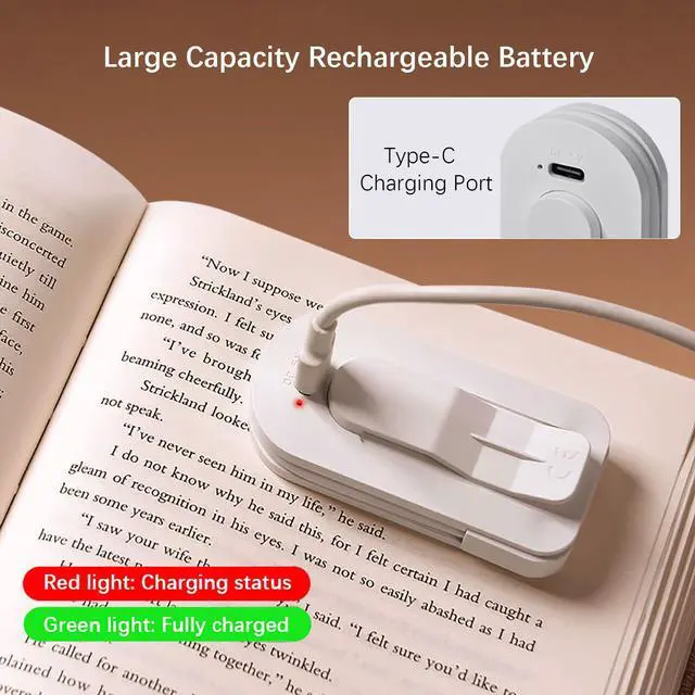 Alt view image 7 of 7 - Rechargeable Book Light, Portable Reading Light,White | Eye Caring 3 Color Temps, Extremely Long Battery Life, Portable Clip-On Reading Light for Studying