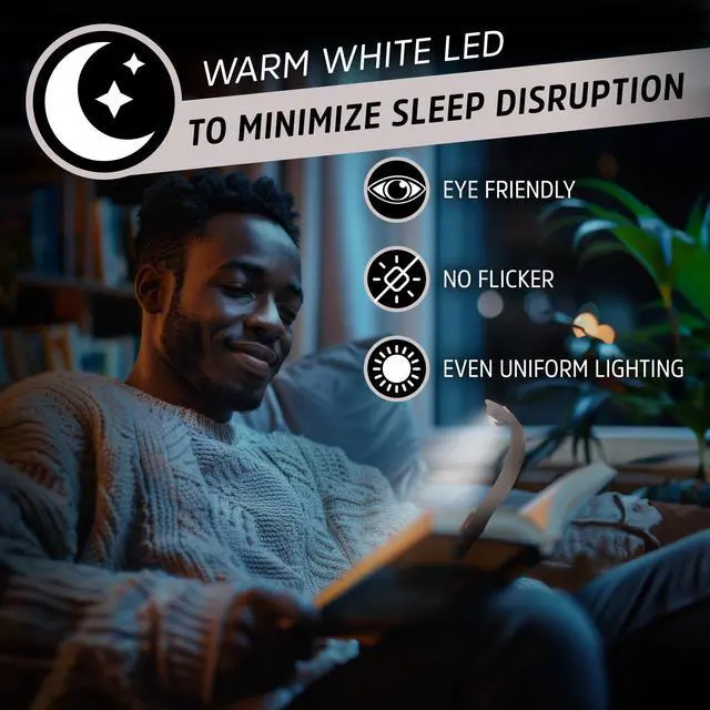 Alt view image 2 of 7 - Flex-R LED Rechargeable Book Light for Reading in Bed, Reading Light with Warm LED Color, Long-Lasting and Lightweight, Tan