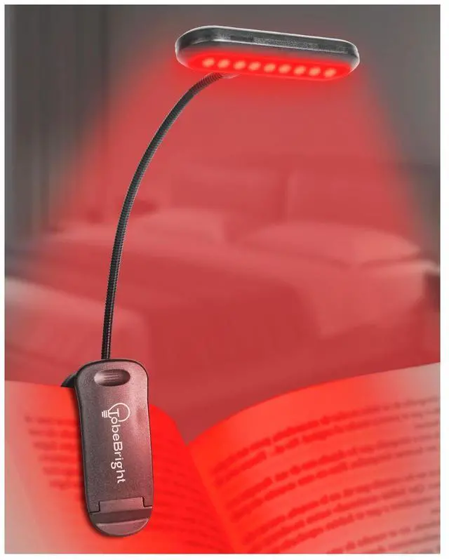Main image of 670nm Red Light Book Light LED Rechargeable USB-C Clip On Book Lights for Reading at Night, 100% No Blue-Light Eye Care Book Lamp 360° Flexible, Gift for Kids, Travel, Learning