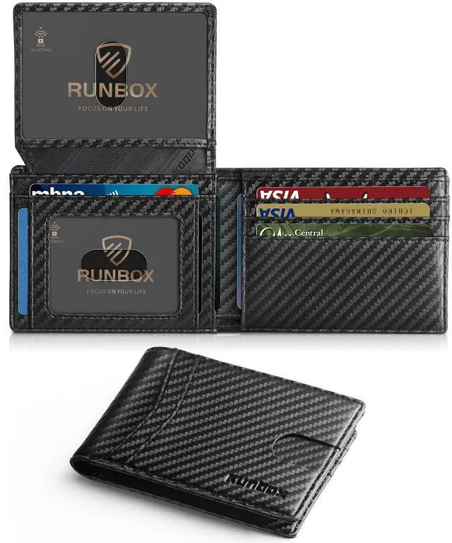 Main image of Wallet for Men Slim Leather Bifold RFID Blocking with 2 ID Windows | Minimalist Front Pocket Design, Holds 15 Cards, Large Capacity with Cash Pocket,Compact and Thin, Birthday Gifts for Men