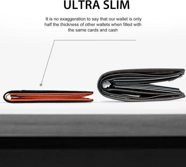 Alt view image 2 of 7 - Slim Wallet for Men Rfid Blocking Leather Bifold Front Pocket Carbon Fiber Men's Money Clips Credit Card Holder With Gift Box