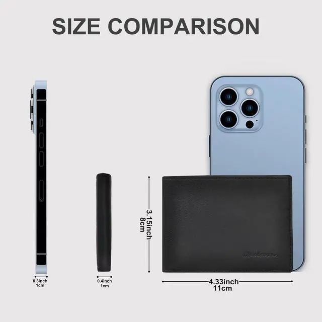 Alt view image 3 of 7 - Slim Wallet for Men ID Window with RFID Blocking Front Pocket Minimalist Bifold Bussiness Card Holder Gift for Men