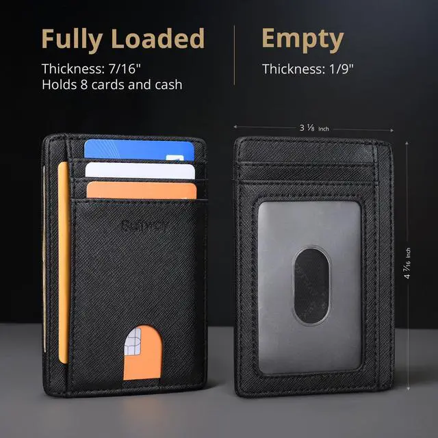 Alt view image 5 of 7 - Slim Minimalist Front Pocket RFID Blocking Leather Wallets for Men and Women - Cross Black