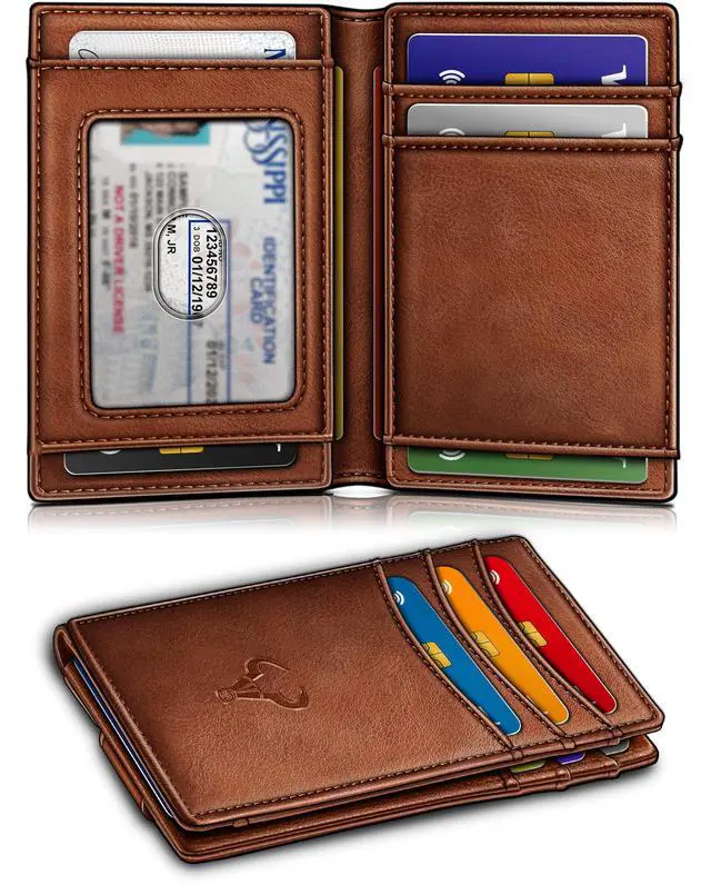 Alt view image 2 of 7 - Magnetic Slim Leather Pocket Wallet Money Clip For Men 12Cards | RFID Blocking | Easy Access | Gift Boxed