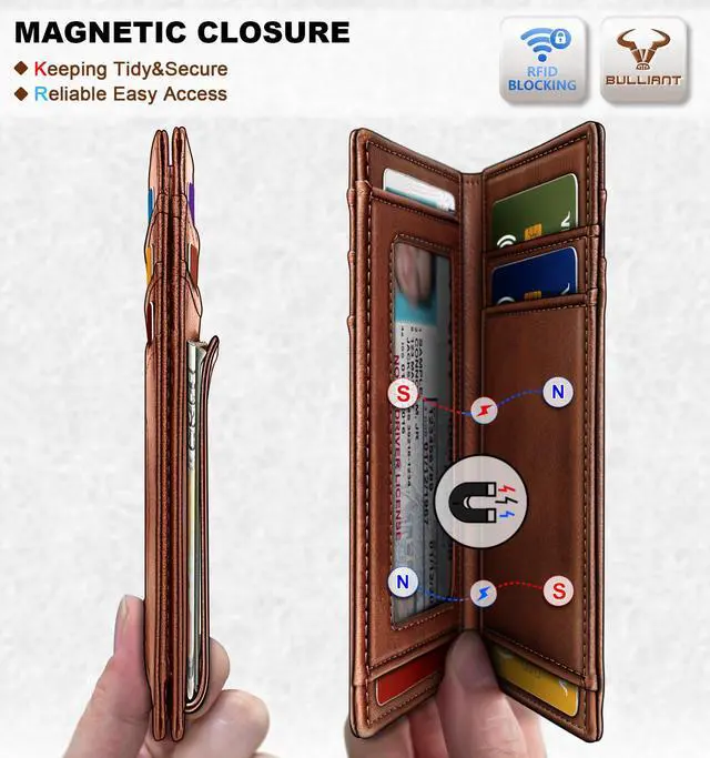 Alt view image 3 of 7 - Magnetic Slim Leather Pocket Wallet Money Clip For Men 12Cards | RFID Blocking | Easy Access | Gift Boxed