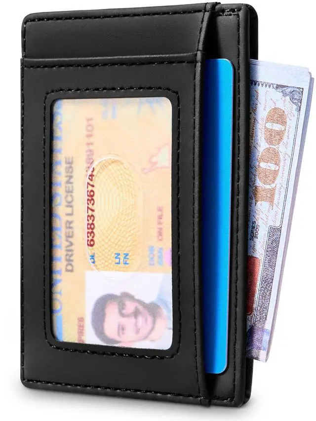 Alt view image 2 of 7 - Slim Wallet Front Pocket Minimalist Leather RFID Blocking Medium Size