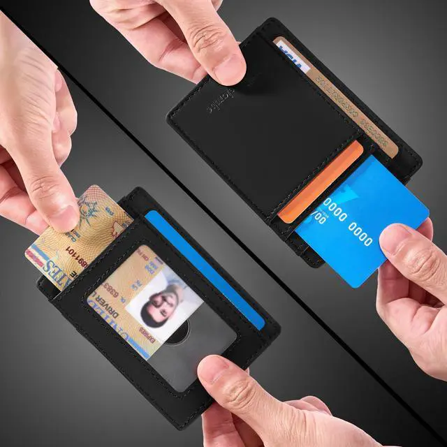Alt view image 4 of 7 - Slim Wallet Front Pocket Minimalist Leather RFID Blocking Medium Size