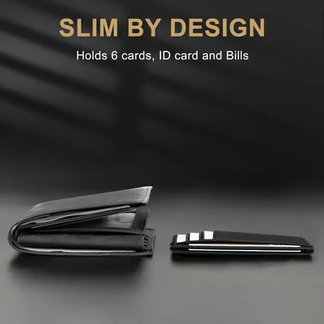 Alt view image 7 of 7 - Slim Wallet Front Pocket Minimalist Leather RFID Blocking Medium Size