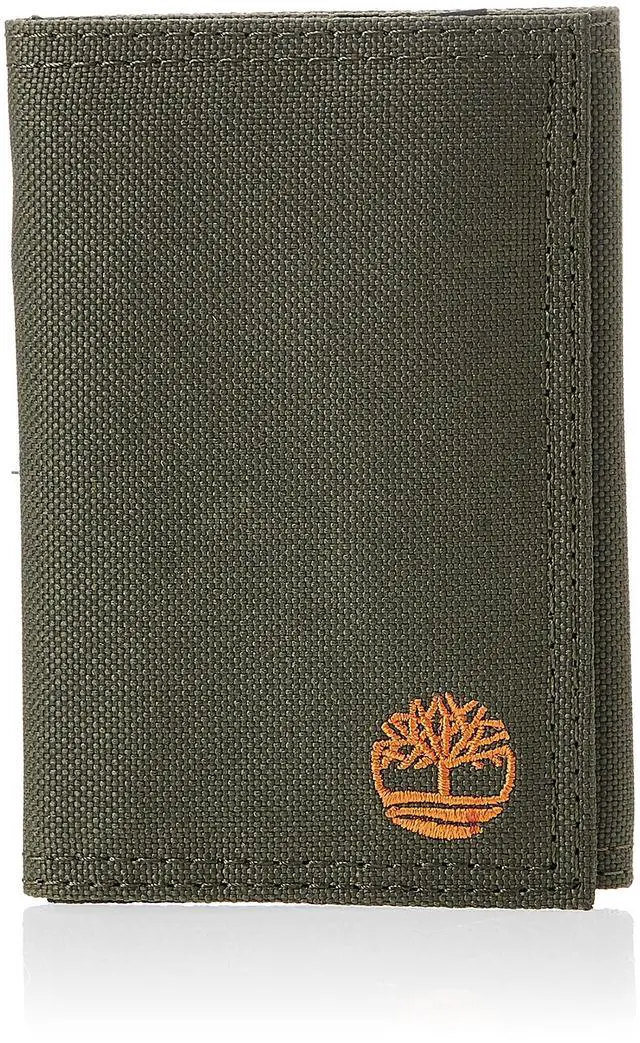 Main image of Men's Trifold Nylon Wallet, Olive, One Size