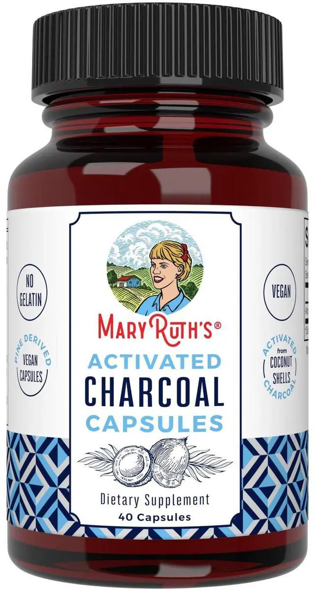 Main image of Activated Charcoal Capsules, 950 mg, Non-GMO, Vegan, 40 Count | Substance Adsorption, Derived from Coconut Shells, Vegan Capsules from Pine Trees, Gluten Free