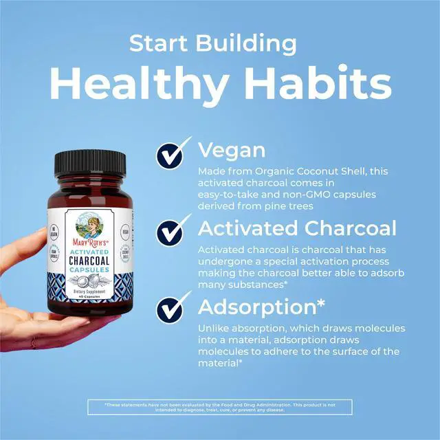 Alt view image 5 of 7 - Activated Charcoal Capsules, 950 mg, Non-GMO, Vegan, 40 Count | Substance Adsorption, Derived from Coconut Shells, Vegan Capsules from Pine Trees, Gluten Free