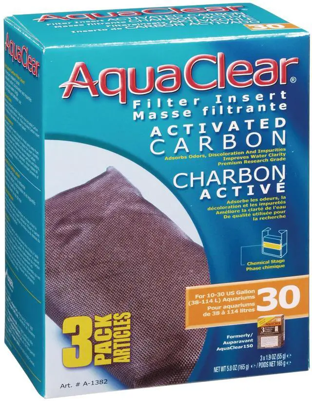 Main image of A1382 Activated Carbon Insert, 30-Gallon Aquariums, White (3-Pk)