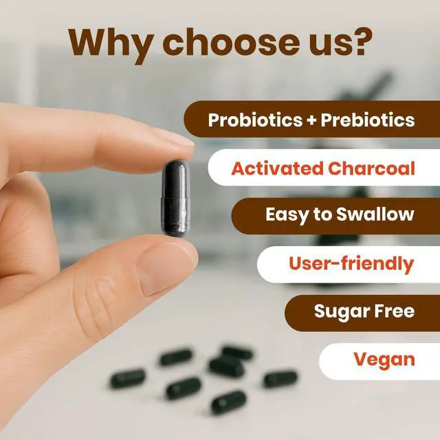 Alt view image 5 of 7 - Activated Charcoal with Organic Coconut Shell Charcoal & 50 Billion Probiotics 120 Vegan Capsules for Digestive Wellness & Dietary Support
