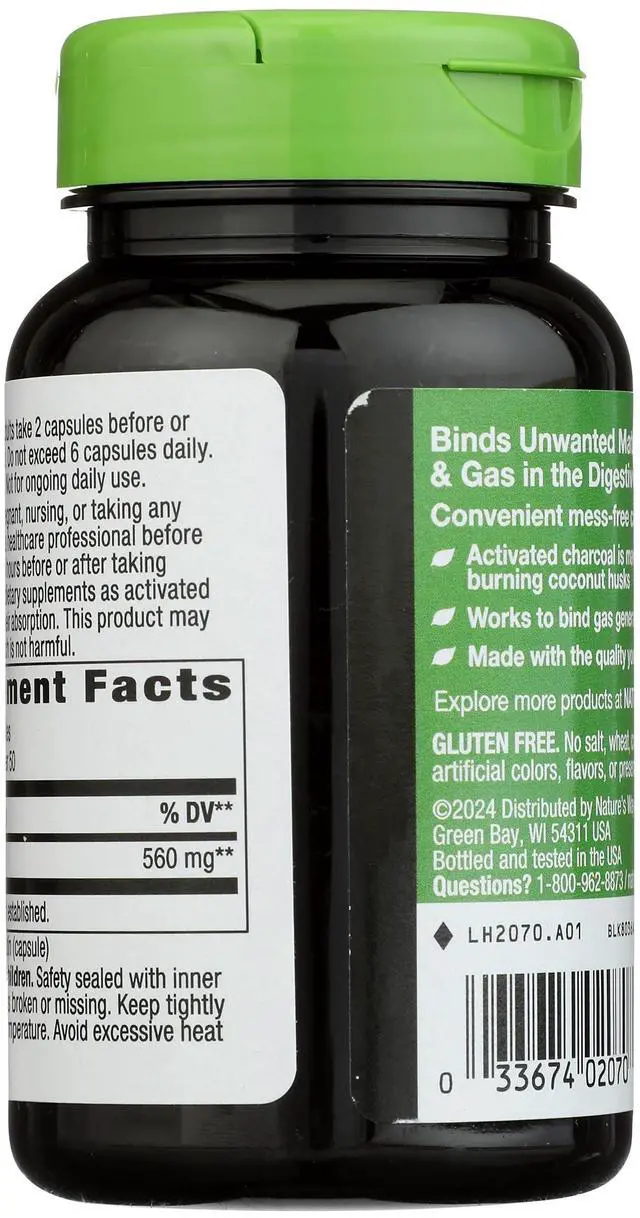 Alt view image 2 of 7 - Activated Charcoal - Charcoal Supplement that Binds Unwanted Materials & Gas* - Alternative to Powder - Gluten-Free & Dairy-Free - 100 Count