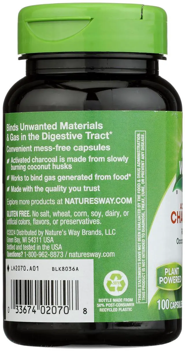 Alt view image 6 of 7 - Activated Charcoal - Charcoal Supplement that Binds Unwanted Materials & Gas* - Alternative to Powder - Gluten-Free & Dairy-Free - 100 Count