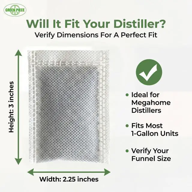 Alt view image 4 of 7 - Distiller Filters Activated Charcoal Carbon Sachets (Made in USA) Odor & VOC Absorbing, Compatible with Megahome & Countertop Water Distillers, Coconut Shell Carbon (12 Pack).