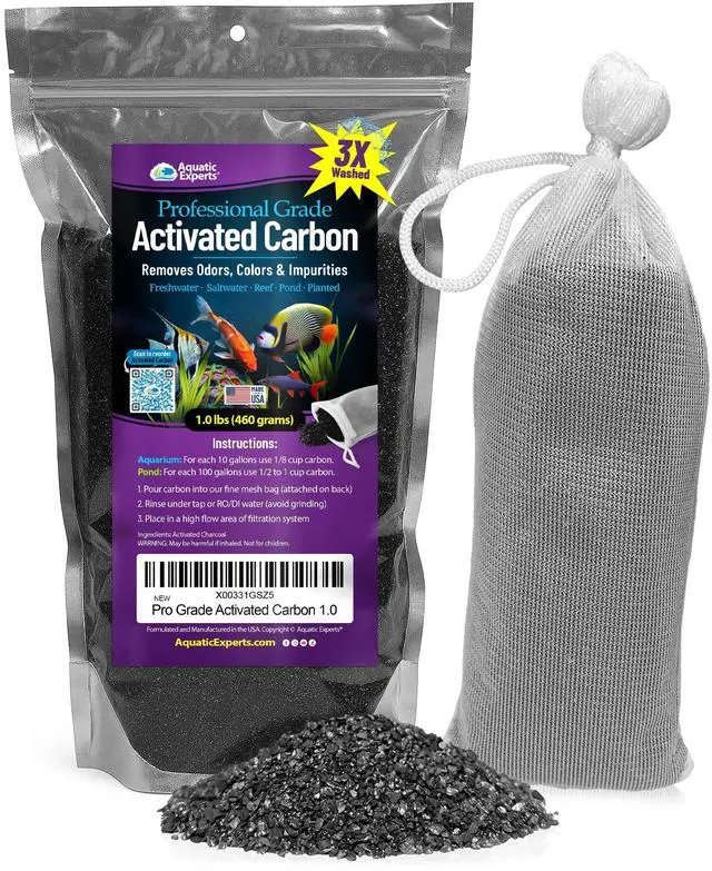Main image of Premium Activated Carbon, Aquarium Carbon for Fish Tank Filter, Aquarium Filter Media, Granulated Charcoal for Fish Tanks, Activated Charcoal Bulk (1 lbs with Fine Mesh Bag)