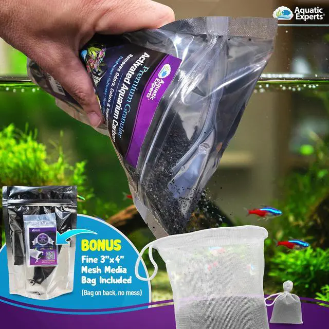 Alt view image 4 of 7 - Premium Activated Carbon, Aquarium Carbon for Fish Tank Filter, Aquarium Filter Media, Granulated Charcoal for Fish Tanks, Activated Charcoal Bulk (1 lbs with Fine Mesh Bag)