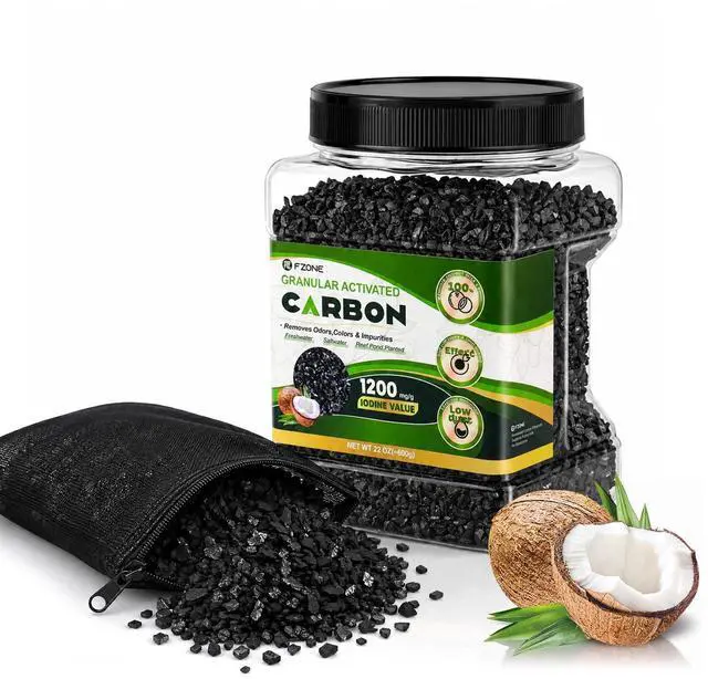 Main image of Activated Charcoal, Premium Natural Coconut Shell Activated Carbon for Freshwater and Saltwater, Aquarium Filter Media, Activated Charcoal Bulk (1.4lb with Fine Mesh Bag)