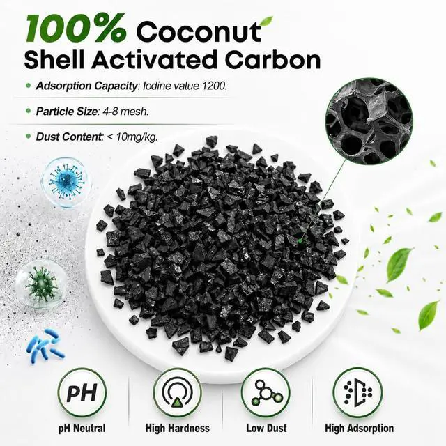Alt view image 2 of 7 - Activated Charcoal, Premium Natural Coconut Shell Activated Carbon for Freshwater and Saltwater, Aquarium Filter Media, Activated Charcoal Bulk (1.4lb with Fine Mesh Bag)
