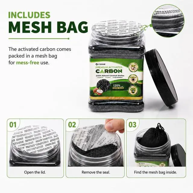 Alt view image 6 of 7 - Activated Charcoal, Premium Natural Coconut Shell Activated Carbon for Freshwater and Saltwater, Aquarium Filter Media, Activated Charcoal Bulk (1.4lb with Fine Mesh Bag)